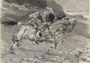 骑手。米哈伊尔·莱蒙托夫（Mikhail Lermontov），1890-1891年的诗《恶魔》插图 作者 米哈伊尔·亚历山德罗维奇·弗鲁贝尔