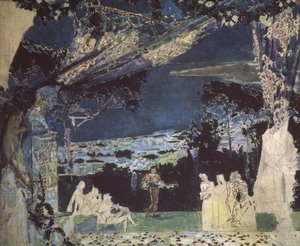 意大利。晚上在那不勒斯。 1891年为俄罗斯私人歌剧院设计窗帘 作者 米哈伊尔·亚历山德罗维奇·弗鲁贝尔