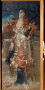 舞蹈家和演员 Caroline (Carolina) Otero（人称 La Belle Otero，1868-1965 年）的肖像。美好年代的歌妓。米哈伊尔-亚历山德罗维奇-弗鲁贝尔（Mikhail Alexandrovich Vrubel）（1856-1910 年）的作品，布面粉彩画 作者 米哈伊尔·亚历山德罗维奇·弗鲁贝尔