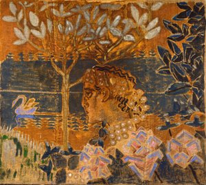 格维登王子和天鹅公主，1890年代 作者 米哈伊尔·亚历山德罗维奇·弗鲁贝尔