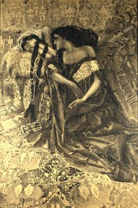 塔玛拉和恶魔。米哈伊尔·莱蒙托夫（Mikhail Lermontov），1890-1891年的诗歌插图