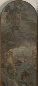 金星，阿莫尔和巴黎三联画巴黎的审判，中央部分，1893年 作者 米哈伊尔·亚历山德罗维奇·弗鲁贝尔