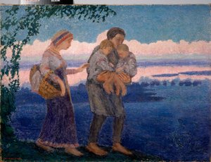 回家之夜 - 米哈伊尔·尼古拉耶维奇·雅科夫列夫 (1880-1942) 的绘画，布面油画