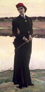 1906年Olga Nesterova或骑马习惯中的女人的肖像