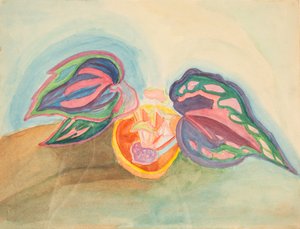 有植物的静物，约1920年。 作者 米哈伊尔·瓦西里耶维奇·马秋申
