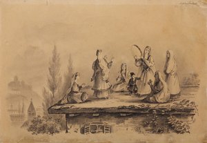 屋顶上的格鲁吉亚妇女Lezghinka，1837年