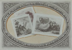 透视画法：风景和羊，使用原版铜版画 作者 米兰人 18 世纪和 Francesco Londonio