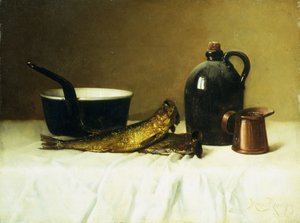 静物鲱鱼，壶，水罐和措施，1908年 作者 米尔恩·拉姆西（Milne Ramsey）