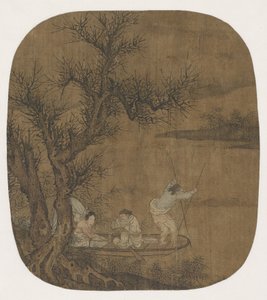 16至17世纪的船上享用餐点（丝绸上的墨水和颜色）