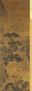 停止古筝观看瀑布