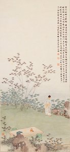凝视着荷花池（纸上的墨水和颜色） 作者 明瑜