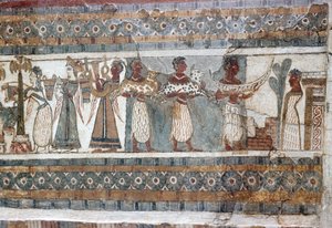 细节，在石棺的壁画从Hagia Triada 作者 Minoan