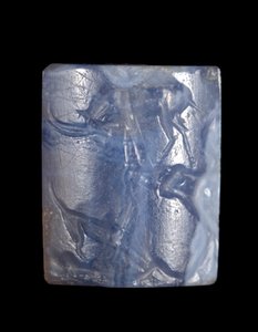 圆筒形印章，中米诺斯第三时期-晚米诺斯第一时期，约公元前1800-约1450年（蓝色玉髓 作者 美浓