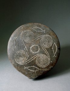 米诺斯艺术：赤土陶器中的纳克索斯圆盘。 米诺斯文明。 公元前 2400-2000 年。 雅典娜，国家考古博物馆 作者 美浓