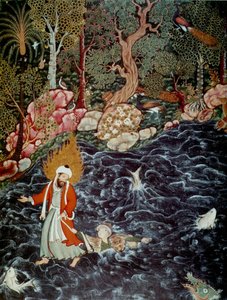 先知以利亚从Hamzanama救出王子Nur ad-Dahr，1562-1577年 作者 我赛义德阿里