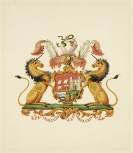布里斯托尔市纹章，约 1830 年（铅笔和水彩纸） 作者 布雷肯里奇小姐（attr.to）