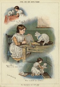 埃塞尔和她的白猫 (chromolitho) 作者 伊丽莎·曼宁小姐