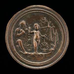 雕刻丘比特雕像的雕塑家，15世纪末至16世纪初。 作者 Moderno