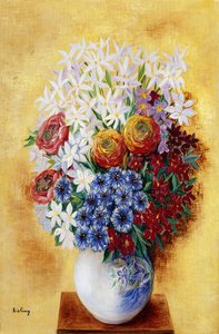 黄色背景下的花束；Bouquet au Fleurs sur Fond jaune，约 1934 年（布面油画）