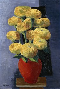 红花瓶中的黄花；Fleurs Jaunes dans un Vase Rouge 作者 莫伊斯·基斯林