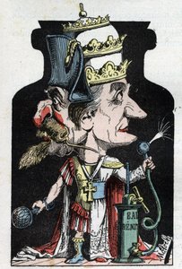 1801年的Allegorie du Concordat（庇护七世和波拿巴之间的标志），由莫洛赫代表，作为拿破仑三世和教皇的压缩装置。