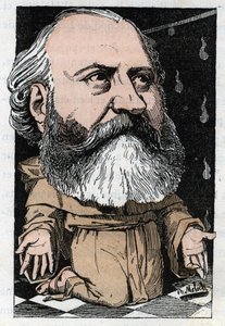 法国作曲家夏尔-古诺（1818-1893）在Touchatout的 "Le Trombinoscope "中的肖像，B. Moloch在1882年的漫画作品（1849-1909）。私人收藏。 作者 主宰