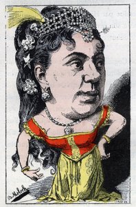 艾玛-瓦拉东-泰瑞莎（1837-1913）的肖像，法国卡巴莱歌舞团歌手，由Touchatout创作的 "长号镜"，B. Moloch于1882年创作的漫画（1849-1909）。私人收藏。 作者 主宰