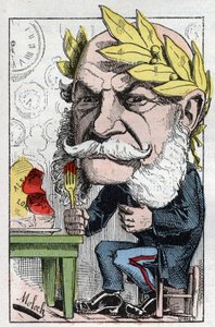 普鲁士国王和德国皇帝威廉一世（1797-1888）在Touchatout的 "长号镜 "中的肖像，1882年B.Moloch的漫画（1849-1909）。私人收藏。 作者 主宰