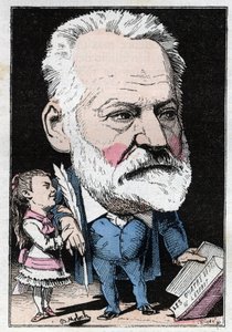 法国作家维克多-雨果（1802-1885）在Touchatout的 "Le Trombinoscope "中的肖像，B. Moloch于1882年创作的漫画（1849-1909）。私人收藏。