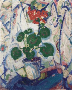 花卉静物，约1914-16年（船上有油）