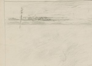 海景，潮线上的栈桥和人物 作者 Monogrammist DS (tekenar)