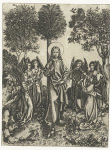 基督与天使在旷野 作者 Martin Schongauer (学校)