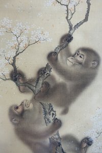 樱花树上的猴子》，2 件中的 1 件，Mori Sosen，日本江户时代，19 世纪早期，绢本水墨设色 - 哈佛大学亚瑟-M-赛克勒博物馆 - DSC01127 作者 森创泉