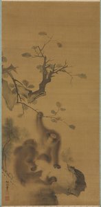 岩石壁架上的猴子，1615-1868年。 作者 森创泉