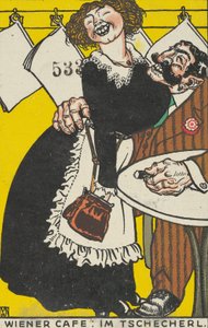 维也纳咖啡馆：在小咖啡馆里 Wiener Café: Im Tschecherl, 1911. 作者 莫里茨荣格