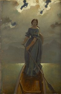 船上的女男爵玛丽-斯帕恩在格蒙德纳见，约1851年。