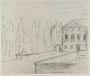 维也纳卡尔斯基教堂附近的金色蒙代辛宫（Haus zum goldenen Mondschein）外墙，施文德曾在此居住...... 作者 莫里茨·路德维希·冯·施温德