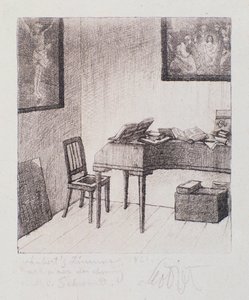 Franz Schubert 房间的景色（negraving） 作者 莫里茨·路德维希·冯·施温德