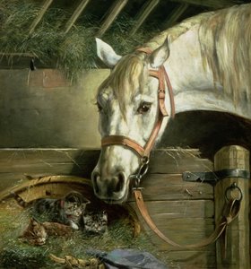 马和小猫，1890年 作者 莫里兹·穆勒（Moritz Muller）