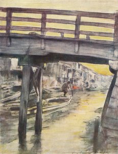大阪的一条运河》，约1887年，1901年 作者 莫蒂默·卢丁顿·门佩斯