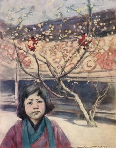 穿着梅花色的日本女孩》，约1887年，1901年 作者 莫蒂默·卢丁顿·门佩斯