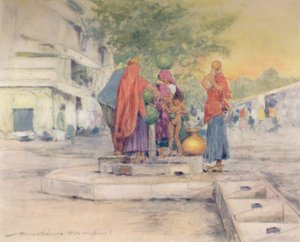 Jeypore，在喷泉旁，1905年 作者 Mortimer Ludington Menpes