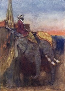 斋浦尔大象（彩色石版画） 作者 Mortimer Ludington Menpes