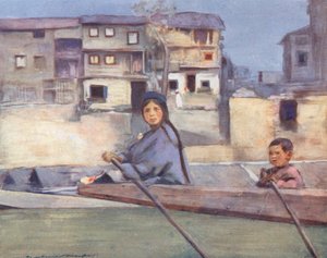 世界儿童：开士米尔，杰赫勒姆河上（彩色石版画） 作者 Mortimer Ludington Menpes