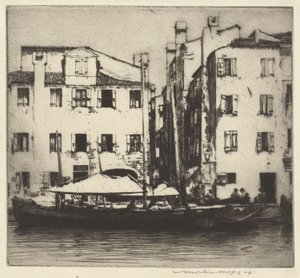 运河上的船只，威尼斯岛 作者 Mortimer Menpes