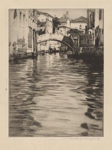 倒影，威尼斯（卢西亚诺桥，大运河） 作者 Mortimer Menpes