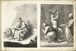 荒野中的圣杰罗姆和施洗者约翰的斩首 作者 Moses ter Borch（艺术家签名）
