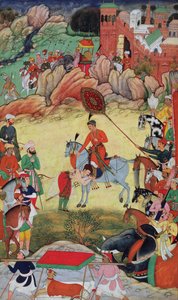 Adham Khan于1560年或1561年在Akbarnama，1590-98向印度中部Sarangpur的Akbar致敬