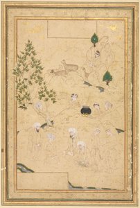 山中野餐，单页插图，约1550-1600年。 作者 穆罕默迪