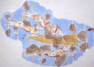 狩猎场景，提林托宫壁画（希腊），迈锡尼文明
